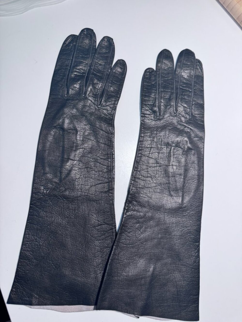 Vintage Neiman Marcus Black Leather Gloves Women's Soft Leather Long Wrist
